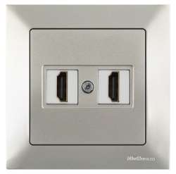 Candela White Data Socket 2* HDMI with Screw - Thumbnail