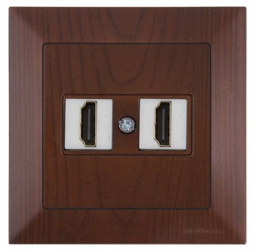 Candela White Data Socket 2* HDMI with Screw