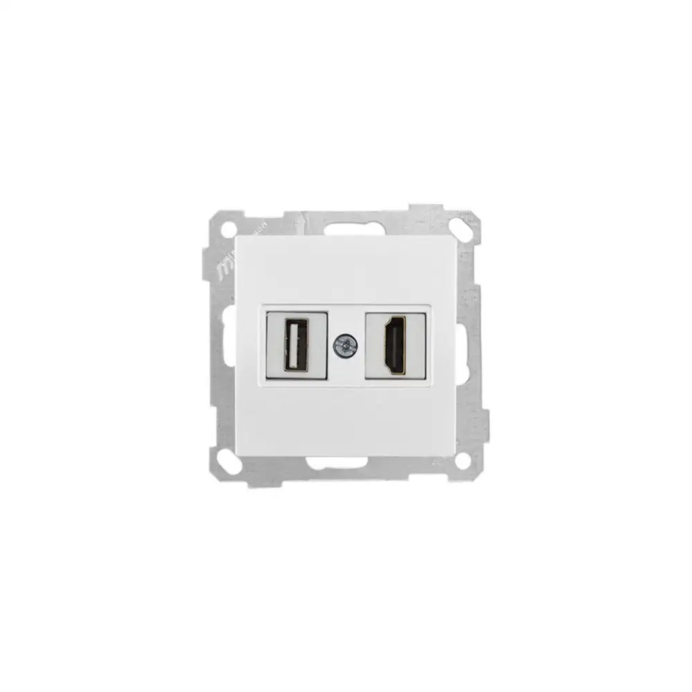 Daria Розетка компьютерная 2USB Белый цвет - Thumbnail