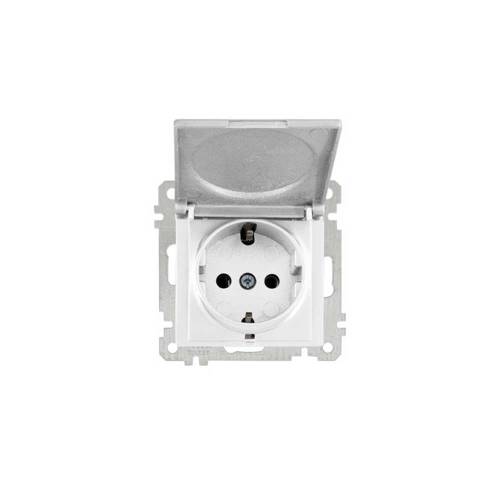 Daria Earthed Socket (with Cover) White