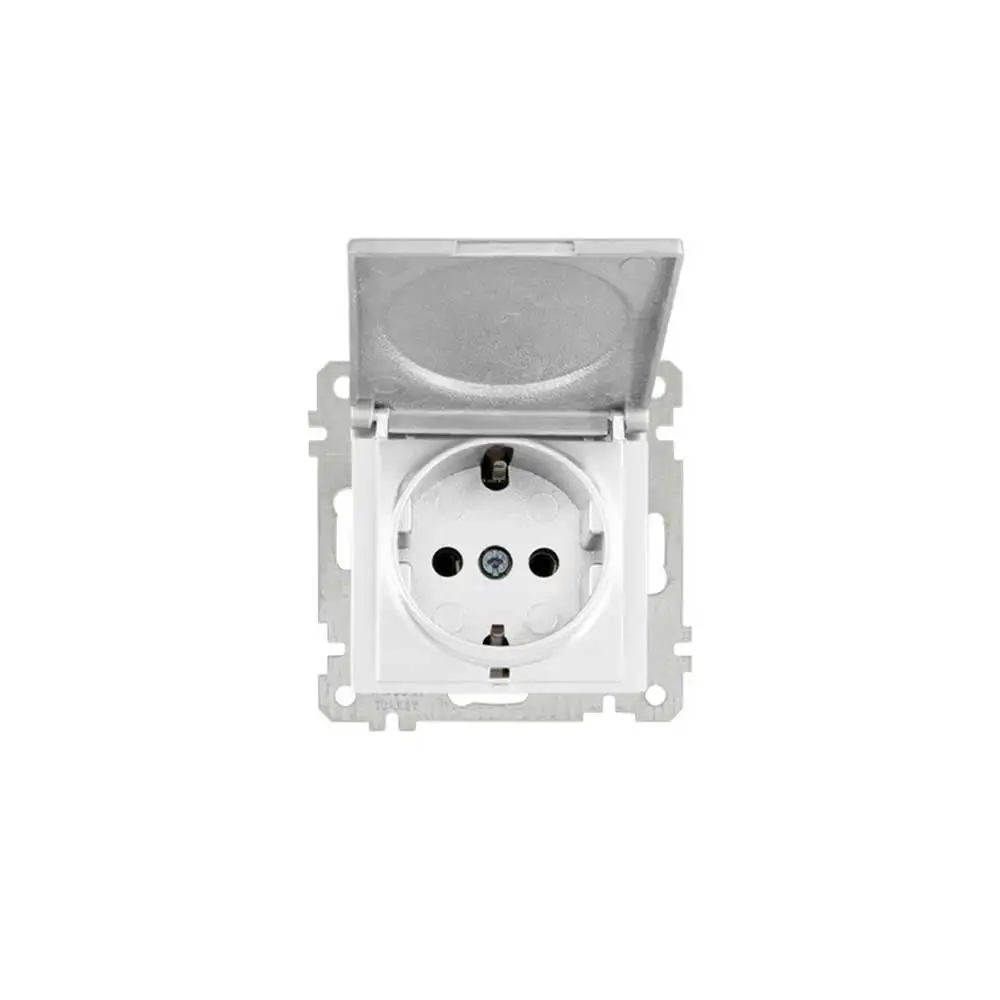 Daria Earthed Socket (with Cover) White