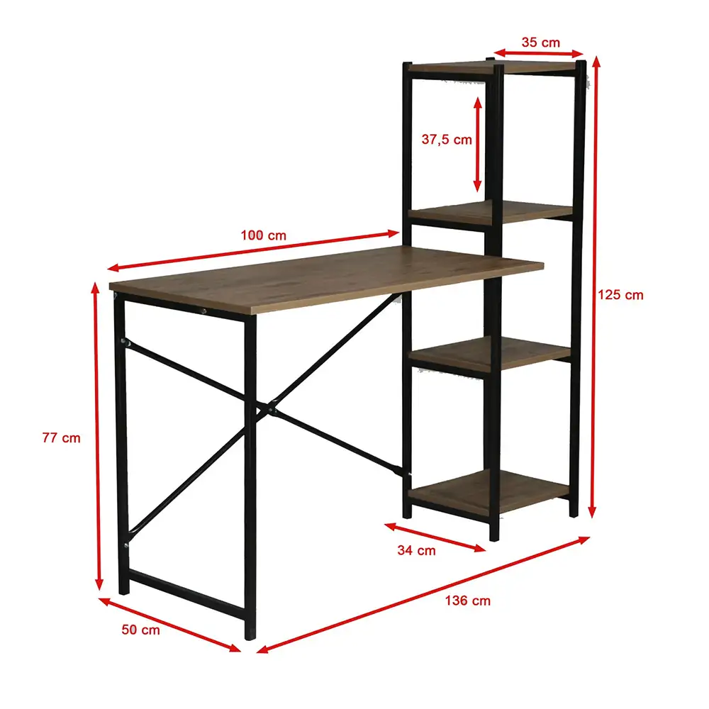 Desk With Wooden Shelves - Thumbnail