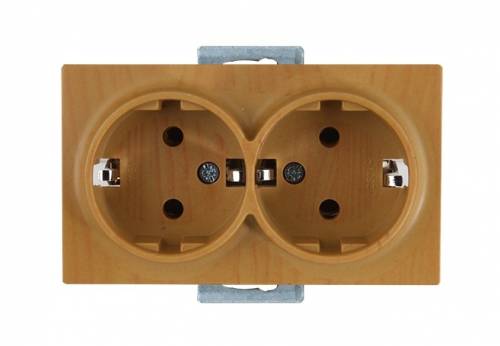 Double Socket Earthed Porcelain Cherry (mech+plate)