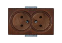 Double Socket Non-Earthed Porcelain Cherry (mech+plate) - Thumbnail