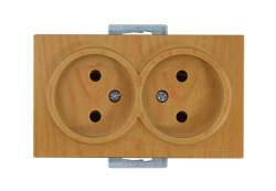 Double Socket Non-Earthed Porcelain Cherry (mech+plate) - Thumbnail
