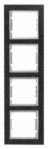 Elitra Corian 2 Gang Vertical Frame Black Quartz-Silver