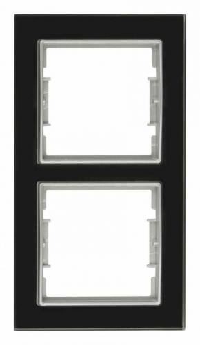 Elitra Glass 2 Gang Vertical Frame Black