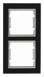 Elitra Glass 2 Gang Vertical Frame Black - Thumbnail