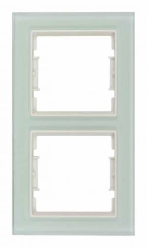 Elitra Glass 2 Gang Vertical Frame White-White
