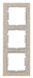 Elitra Marble 2 Gang Vertical Frame Sand Stone-Silver - Thumbnail