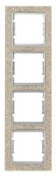 Elitra Marble 2 Gang Vertical Frame Sand Stone-Silver - Thumbnail