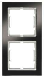 Cadre vertical Elitra Metal 2 Gang Brillant fumé-Argent - Thumbnail