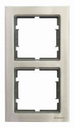Elitra Metal 2 Gang Vertical Frame Stainless Steel-Silver - Thumbnail