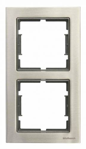 Elitra Metal 2 Gang Vertical Frame Stainless Steel-Silver
