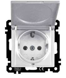 EP - Earthed Socket with Cover White - Thumbnail