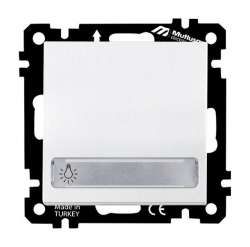 Elitra - EP - Illuminated 1 G (220V) 1 W Switch With Label (Push Plate) White Easy Connection