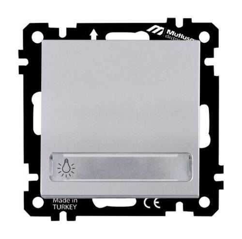 EP - Illuminated 1 G (220V) 1 W Switch With Label (Push Plate) White with Screw