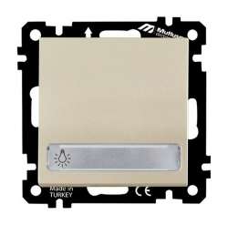 EP - Illuminated 1 G (220V) 1 W Switch With Label (Push Plate) White with Screw - Thumbnail