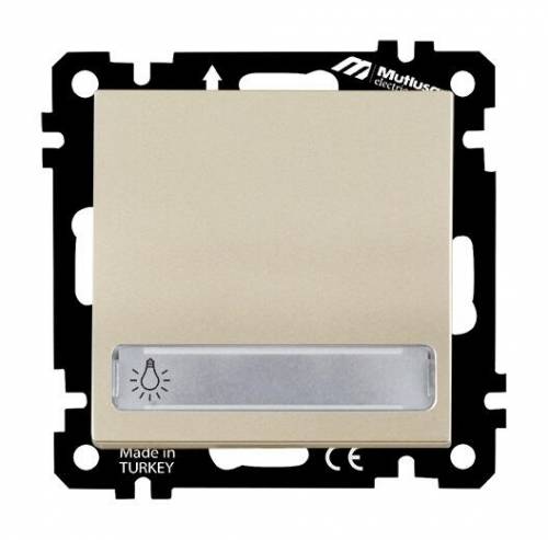 EP - Illuminated 1 G (220V) 1 W Switch With Label (Push Plate) White with Screw