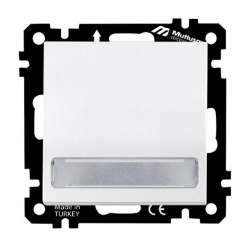 Elitra - Выключатель c подсветкой полем для надписи (220V), Белый цвет (с зажимом)