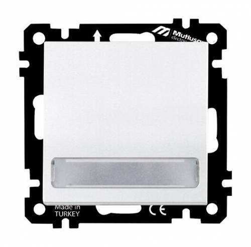 EP - Illuminated 1 G (220V) 1 W Switch With Label White with Screw