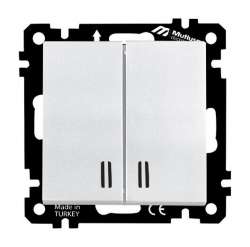 Elitra - EP - Illuminated Two Gang One Way Switch White Easy Connection
