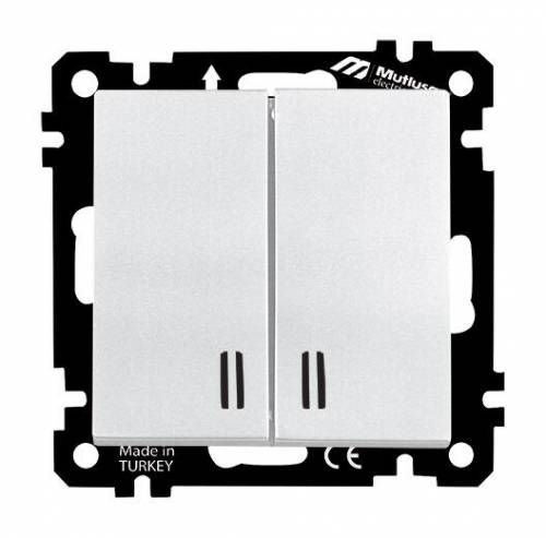 EP - Illuminated Two Gang One Way Switch White Easy Connection