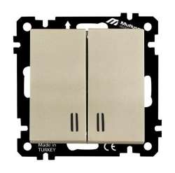 EP - Illuminated Two Gang One Way Switch White Easy Connection - Thumbnail