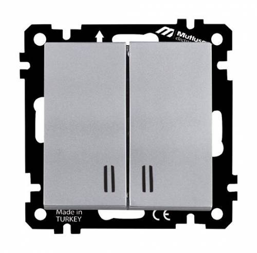 EP - Illuminated Two Gang One Way Switch White Easy Connection
