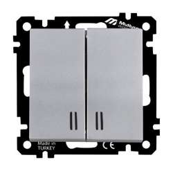EP - Illuminated Two Gang One Way Switch White with Screw - Thumbnail