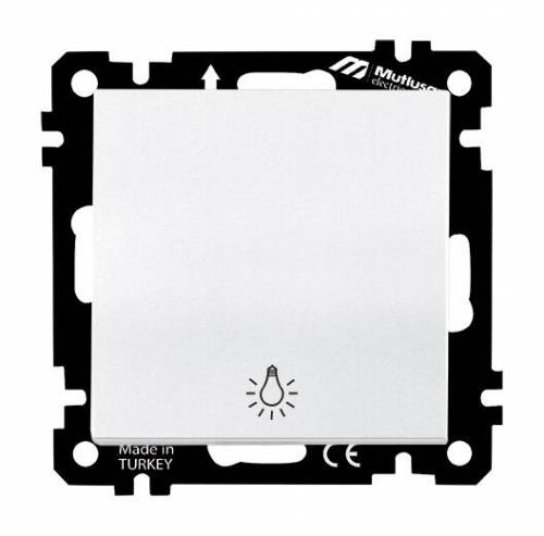 EP - One Gang One Way Switch (Light) (Push Plate) with Screw White