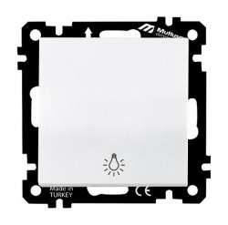 EP - One Gang One Way Switch (Light) (Push Plate) with Screw White - Thumbnail