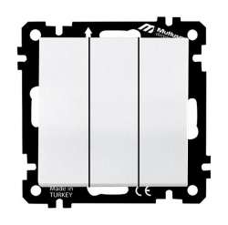 EP - Three Gang One Way Switch White with Screw - Thumbnail