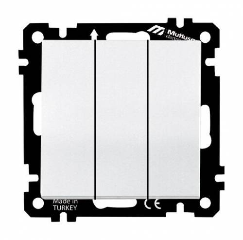 EP - Three Gang One Way Switch White with Screw