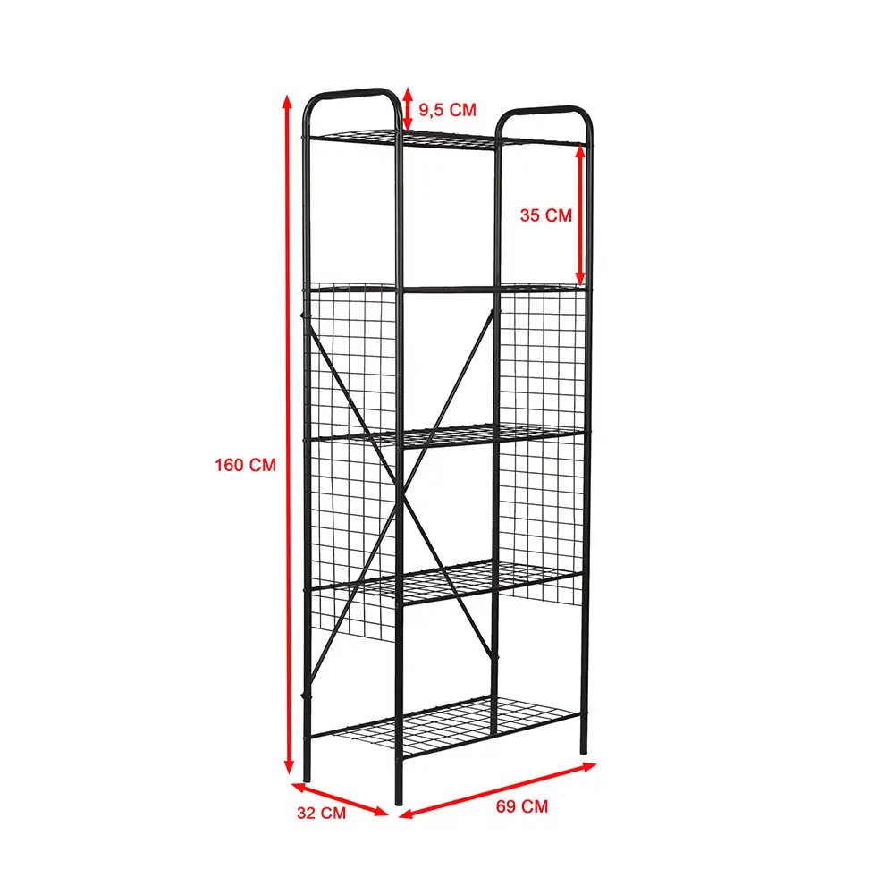 Geniş Metal Raflı Kitaplık (5 Katlı)