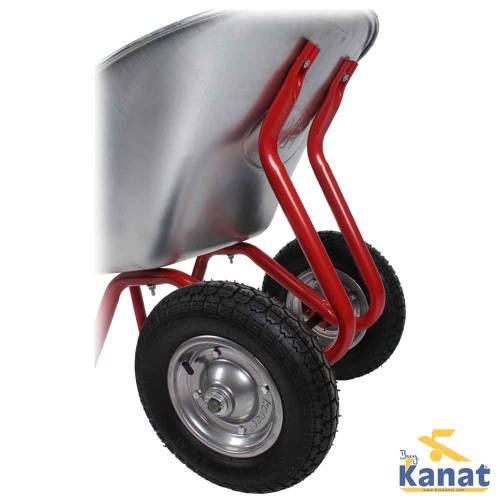 Brouette non assemblée à double roue galvanisée Kanat Plus