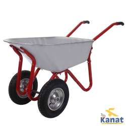 Brouette non assemblée à double roue galvanisée Kanat Plus - Thumbnail
