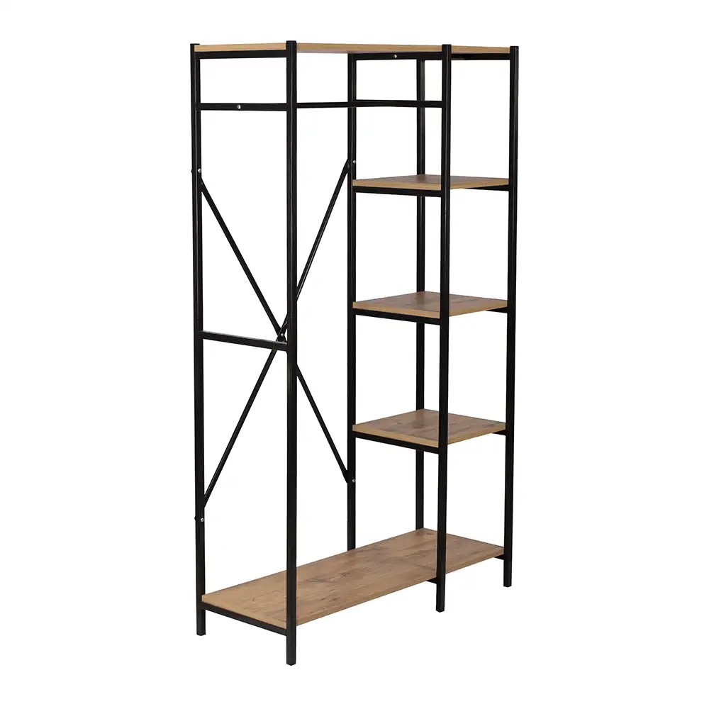 Metal Wardrobe With Wooden Shelves