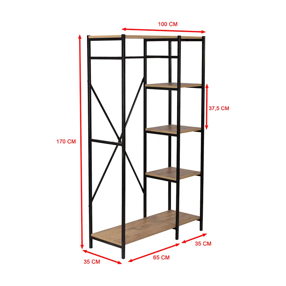 Metal Wardrobe With Wooden Shelves