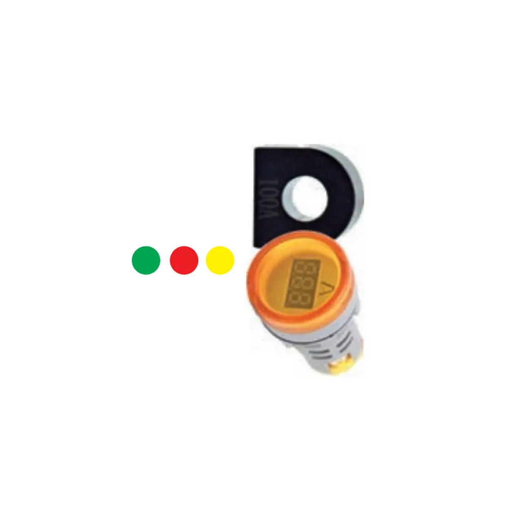 Mutlusan - Plastık Led Göstergeli Ampermetre (Akım Trafolu)(1A-100A AC)(60-380V AC)(22MM)