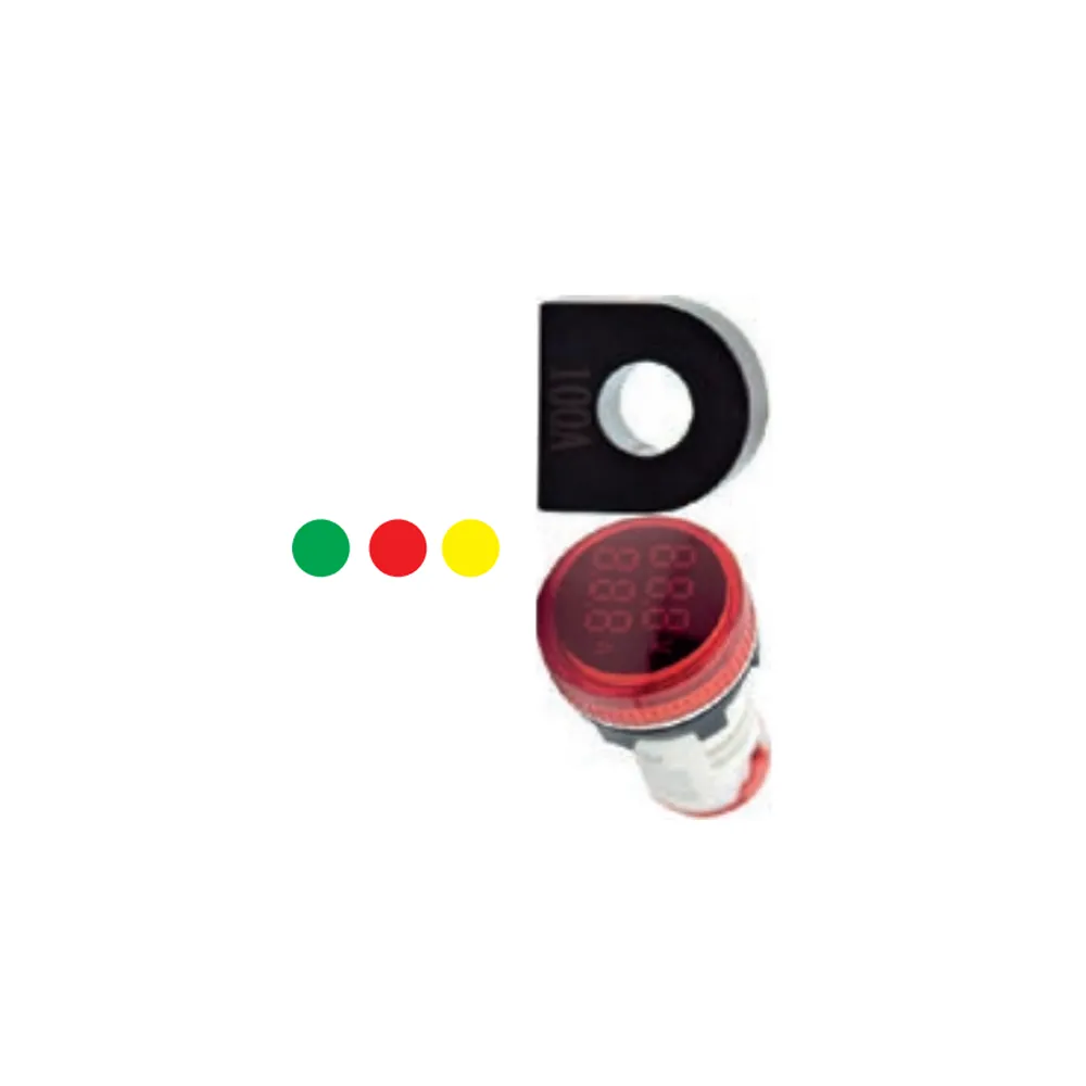 Mutlusan - Plastık Led Göstergeli Volt+Ampermetre (Akım Trafolu)(12-500V AC)(1A-100A AC)(22MM)