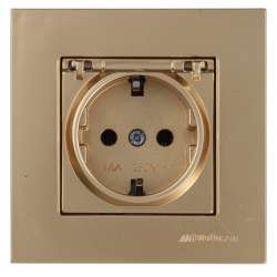 Rita Earthed Socket with Cover White - Thumbnail