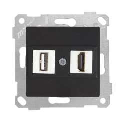 Rita Mechanism+Plate Data Socekt 1*USB/1*HDMI White - Thumbnail