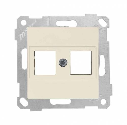 Rita Mechanism+Plate Data Socket 2*Rj45 White Without Connector