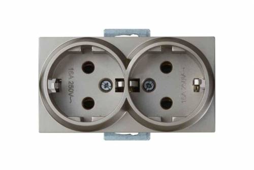 Rita Mechanism+Plate Double Socket Earthed White 