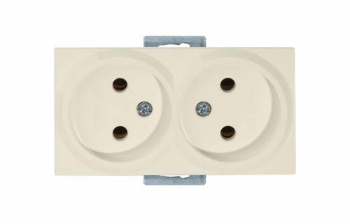 Rita Mechanism+Plate Double Socket Non-Earthed White