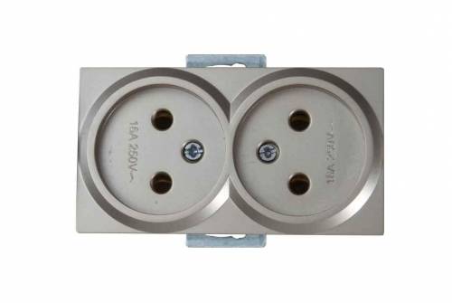 Rita Mechanism+Plate Double Socket with UPS (French) White