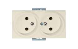 Rita Mechanism+Plate Double Socket with UPS (French) White - Thumbnail