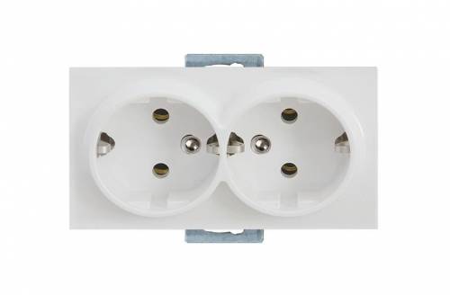 Rita Mechanism+Plate Double Socket with UPS (French) White