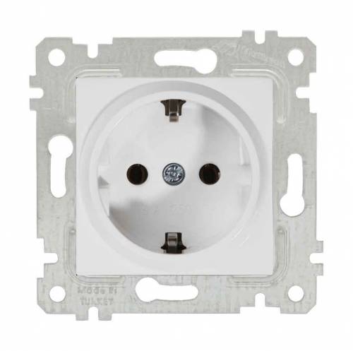 Rita Mechanism+Plate Earthed Socket Outlet White